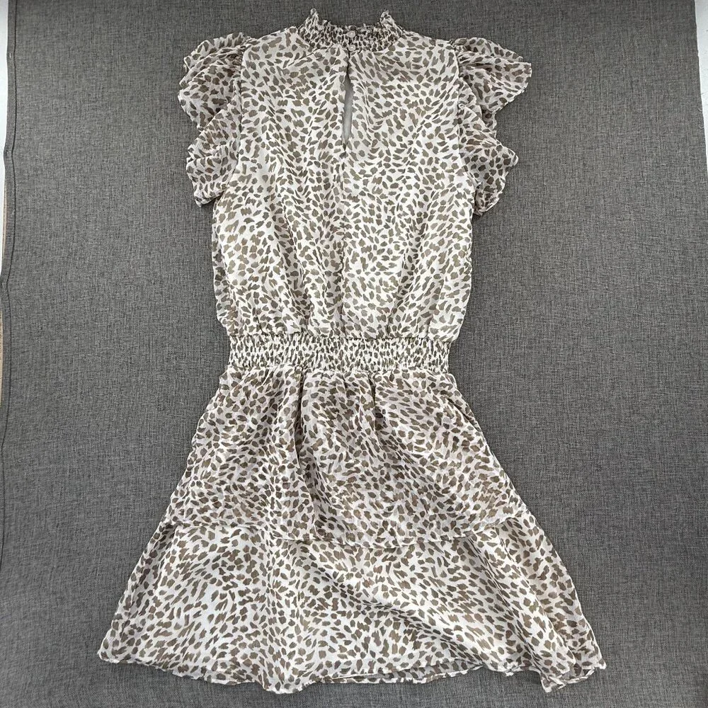 Express Mini Dress Tiered‎ Ruffle High neck Cinched waist XS Lined